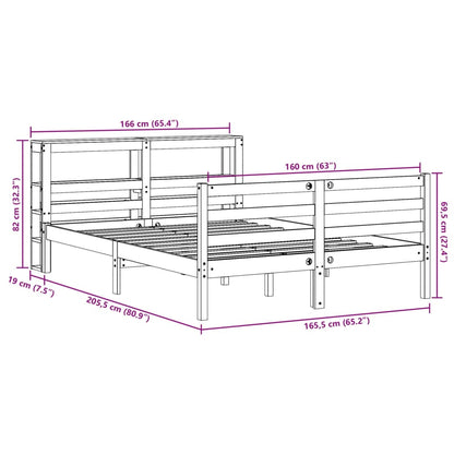 Bedframe zonder matras massief grenenhout 160x200 cm
