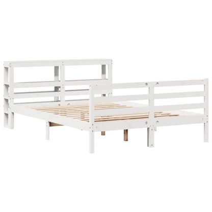 Bedframe zonder matras massief grenenhout wit 160x200 cm