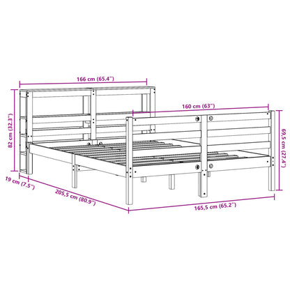 Bedframe zonder matras massief grenenhout wit 160x200 cm