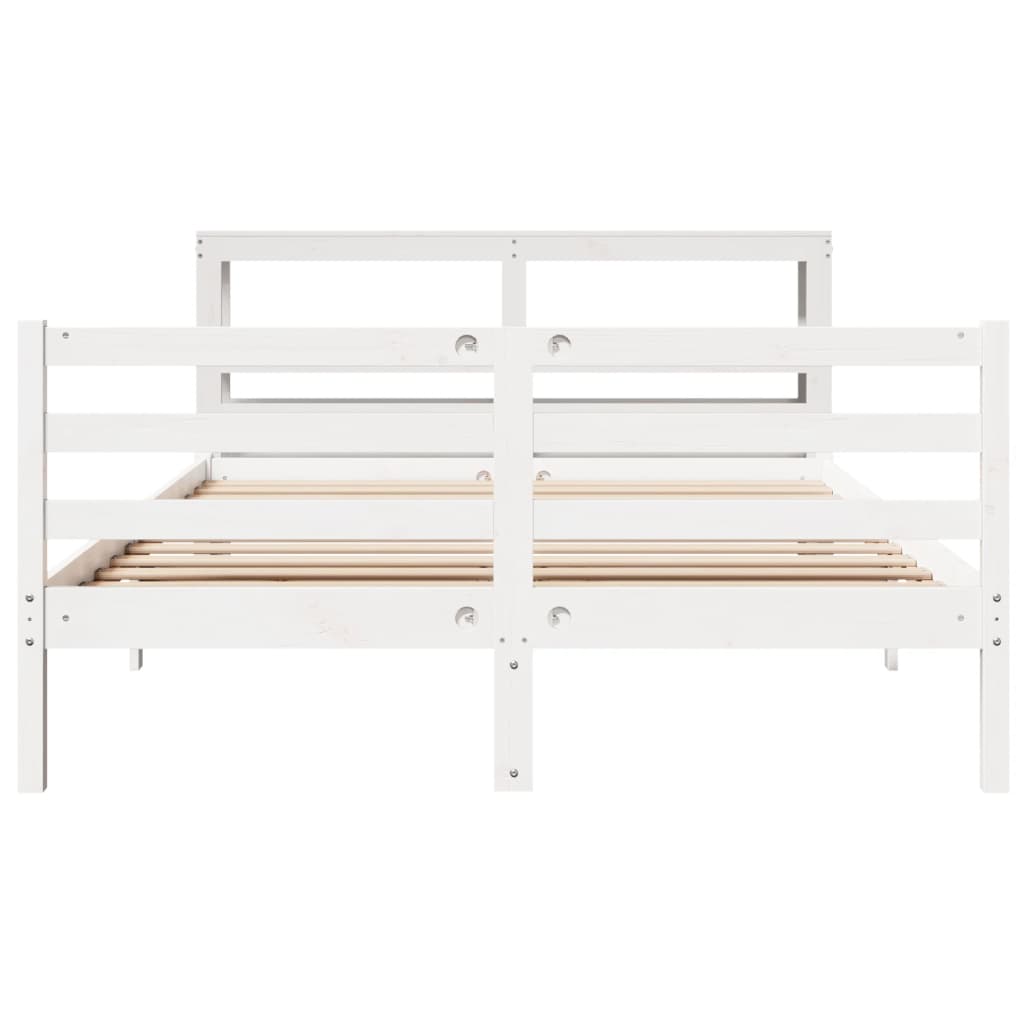 Bedframe zonder matras massief grenenhout wit 160x200 cm
