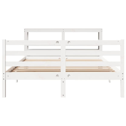 Bedframe zonder matras massief grenenhout wit 160x200 cm