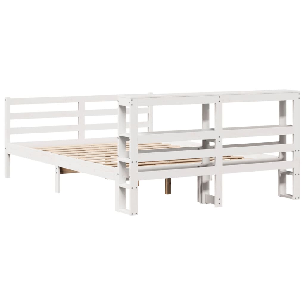 Bedframe zonder matras massief grenenhout wit 160x200 cm