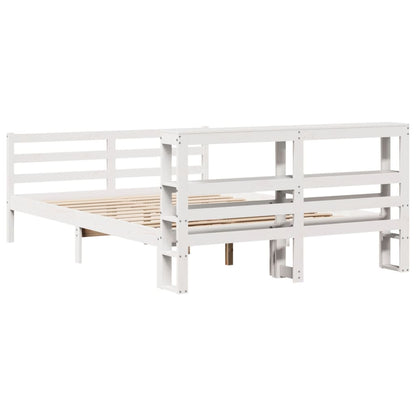 Bedframe zonder matras massief grenenhout wit 160x200 cm