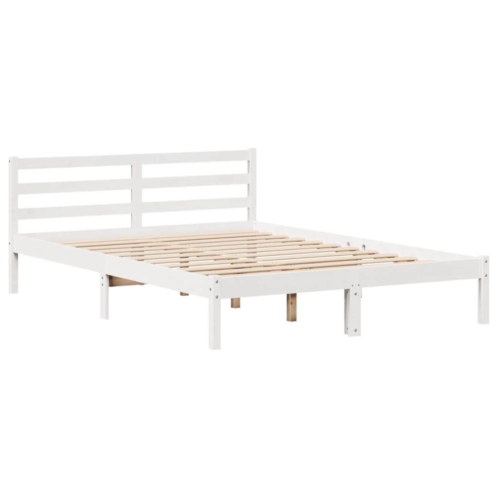 Bedframe zonder matras massief grenenhout wit 160x200 cm