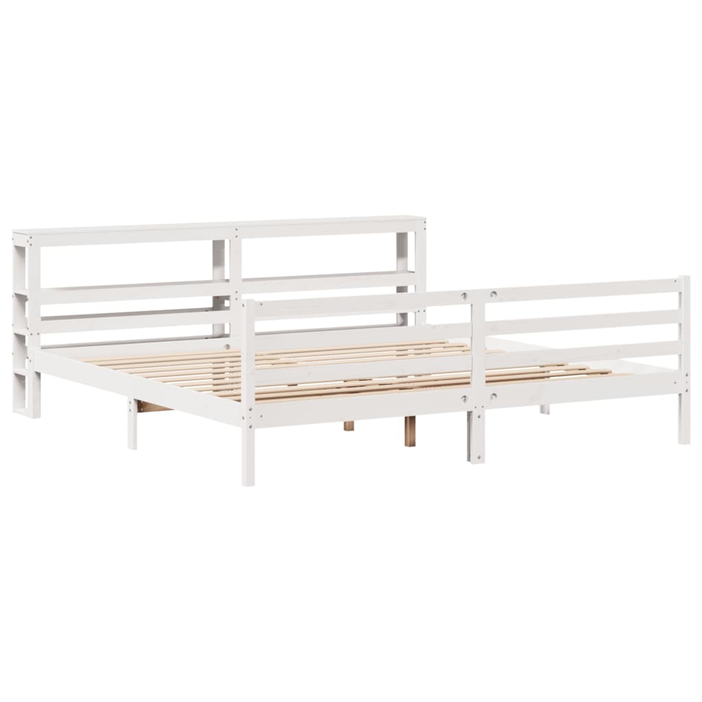 Bedframe zonder matras massief grenenhout wit 180x200 cm