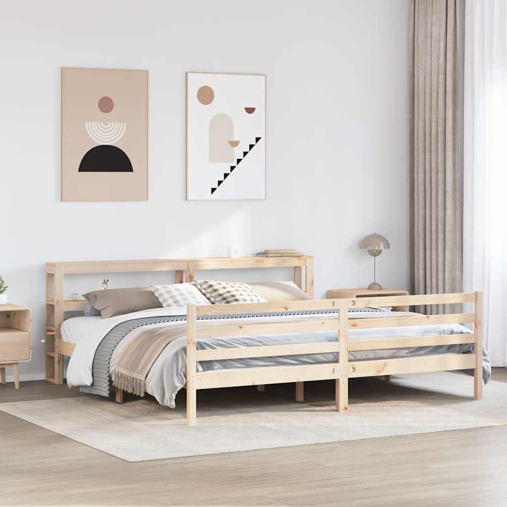 Bedframe Zonder Matras Massief Grenenhout 200 x 200 cm Naturel
