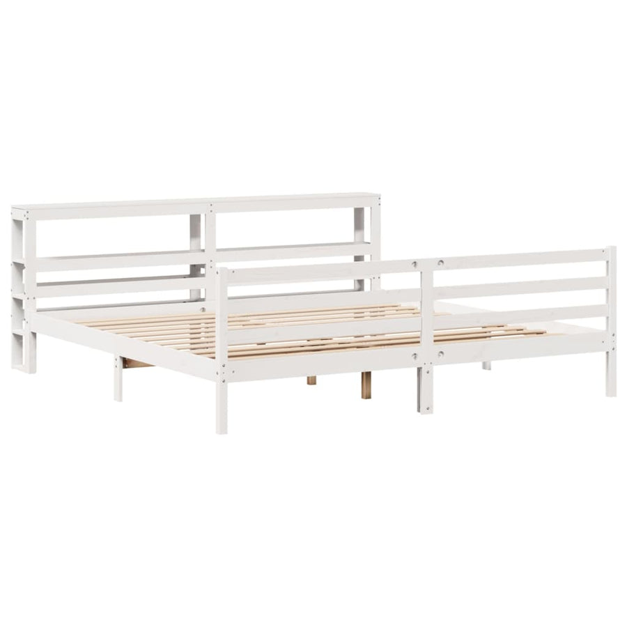 Bedframe zonder matras massief grenenhout wit 200x200 cm