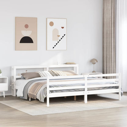 Bedframe zonder matras massief grenenhout wit 200x200 cm