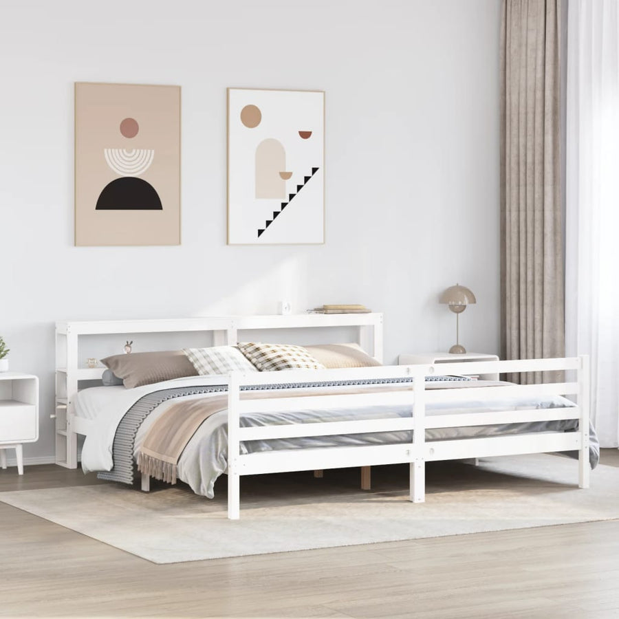 Bedframe zonder matras massief grenenhout wit 200x200 cm