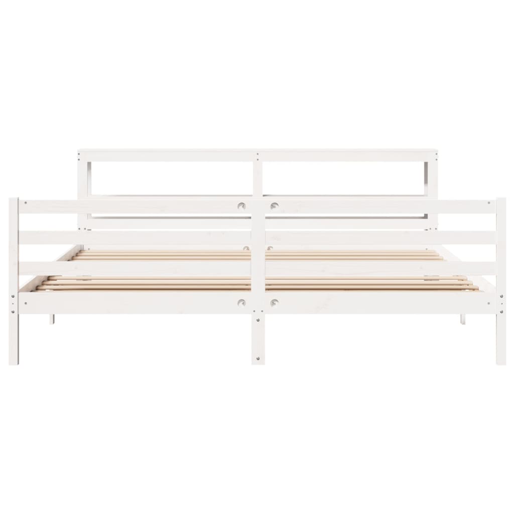 Bedframe zonder matras massief grenenhout wit 200x200 cm