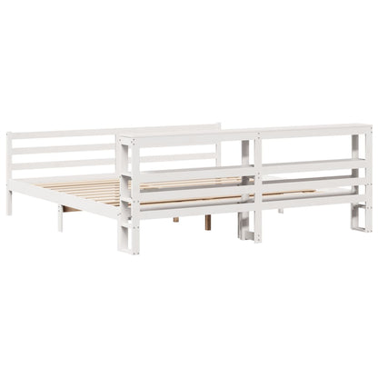 Bedframe zonder matras massief grenenhout wit 200x200 cm