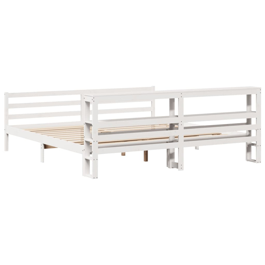 Bedframe zonder matras massief grenenhout wit 200x200 cm