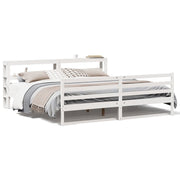 Bedframe massief grenenhout wit 200x200 cm