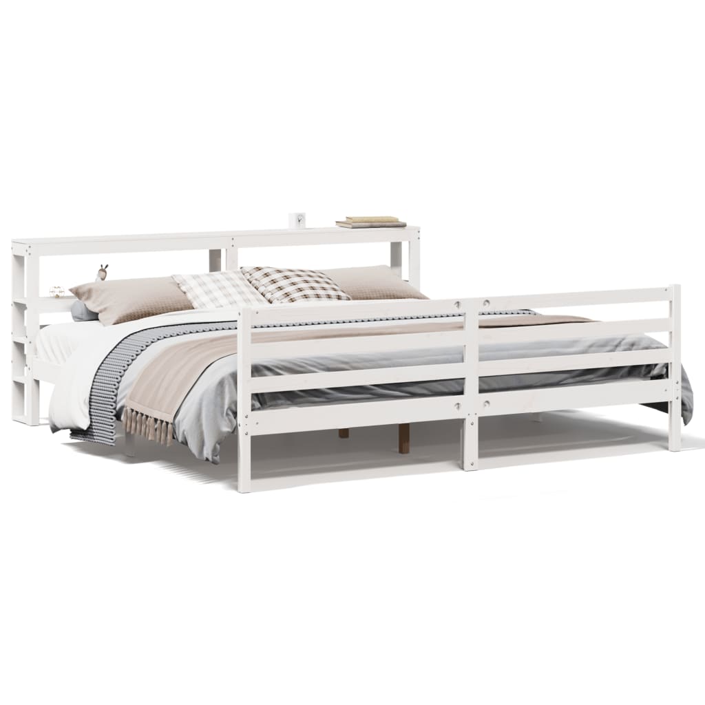 Bedframe zonder matras massief grenenhout wit 200x200 cm