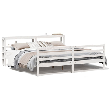 Bedframe zonder matras massief grenenhout wit 200x200 cm