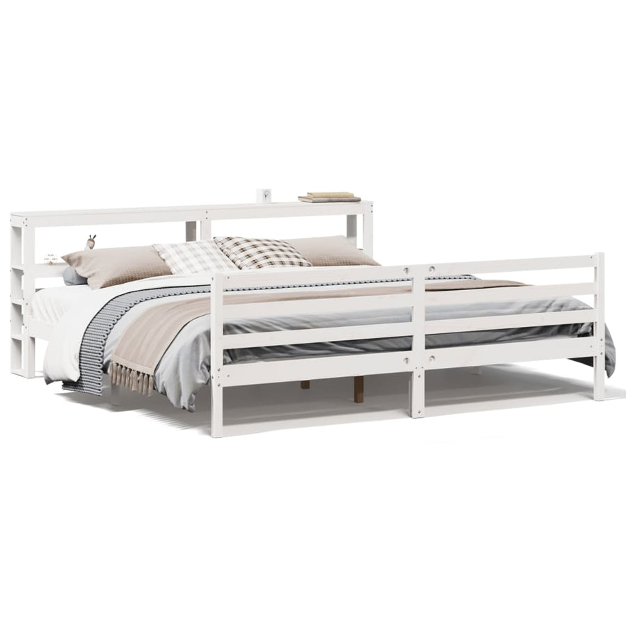 Bedframe zonder matras massief grenenhout wit 200x200 cm