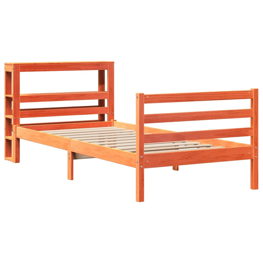 Bedframe zonder matras massief grenenhout wasbruin 75x190 cm