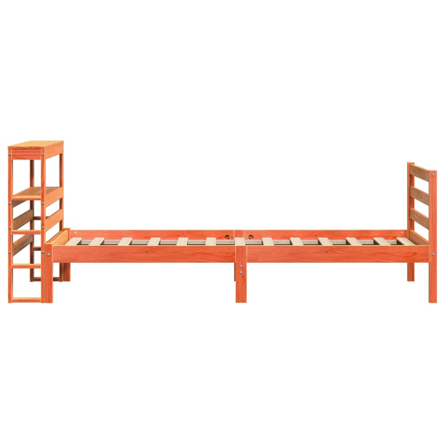 Bedframe zonder matras massief grenenhout wasbruin 75x190 cm