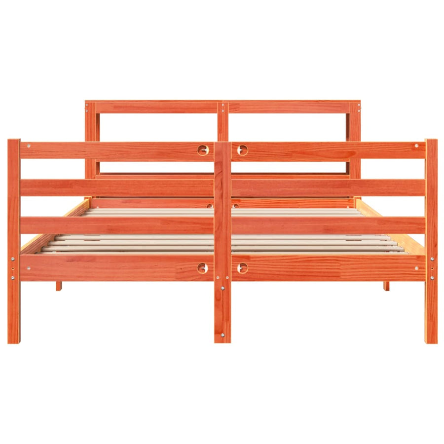 Bedframe zonder matras massief grenenhout wasbruin 120x190 cm