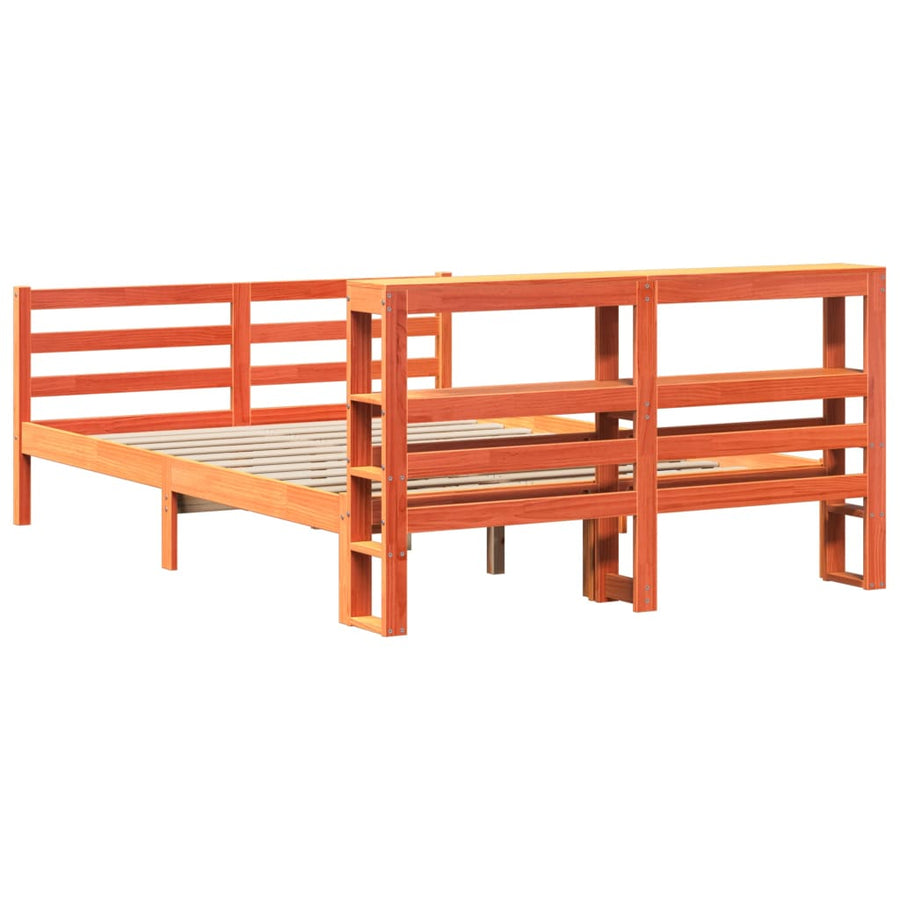 Bedframe zonder matras massief grenenhout wasbruin 120x190 cm