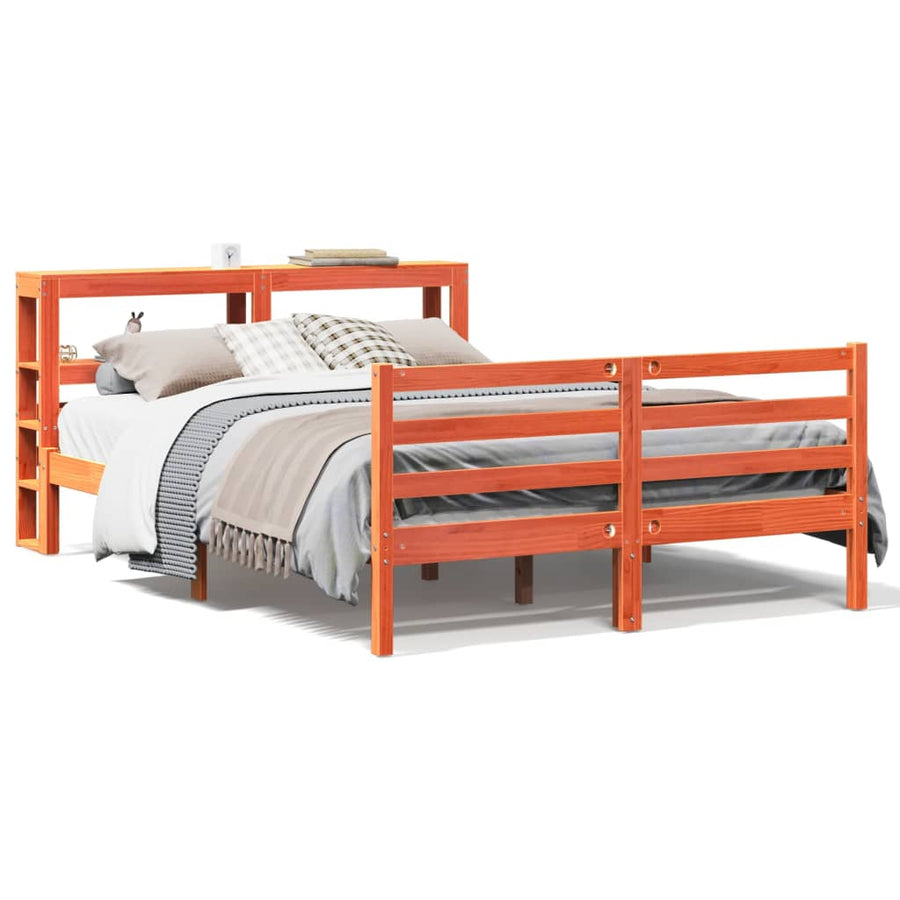 Bedframe zonder matras massief grenenhout wasbruin 120x190 cm