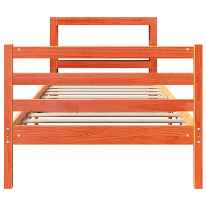 Bedframe zonder matras massief grenenhout wasbruin 90x200 cm