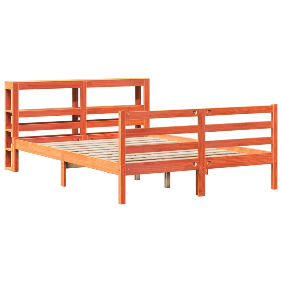 Bedframe zonder matras massief grenenhout wasbruin 150x200 cm
