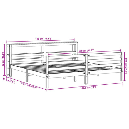 Bedframe zonder matras massief grenenhout wasbruin 180x200 cm