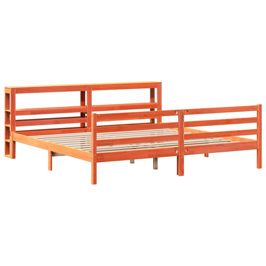 Bedframe zonder matras massief grenenhout wasbruin 200x200 cm