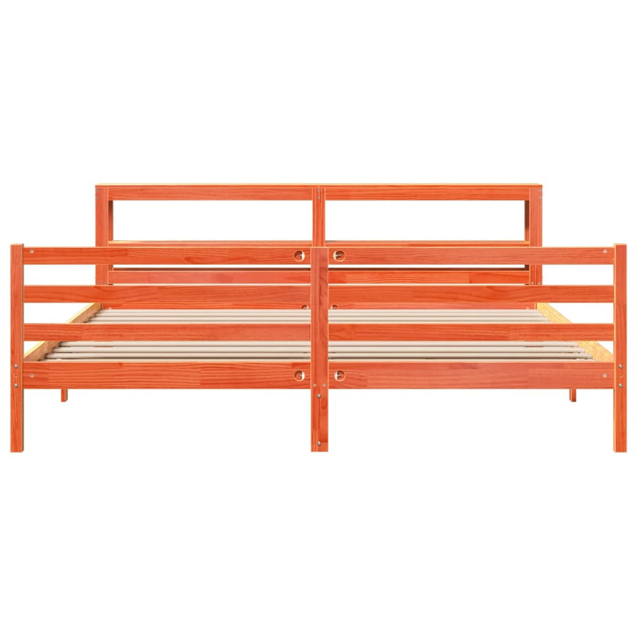 Bedframe zonder matras massief grenenhout wasbruin 200x200 cm