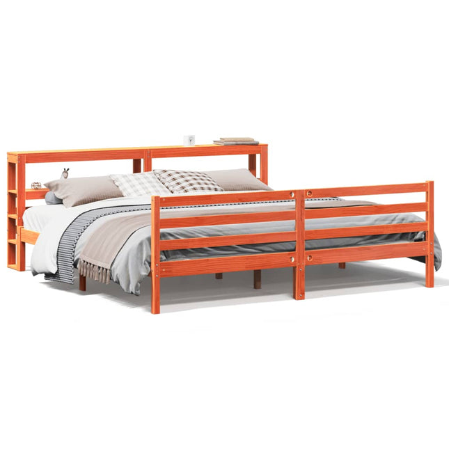 Bedframe zonder matras massief grenenhout wasbruin 200x200 cm