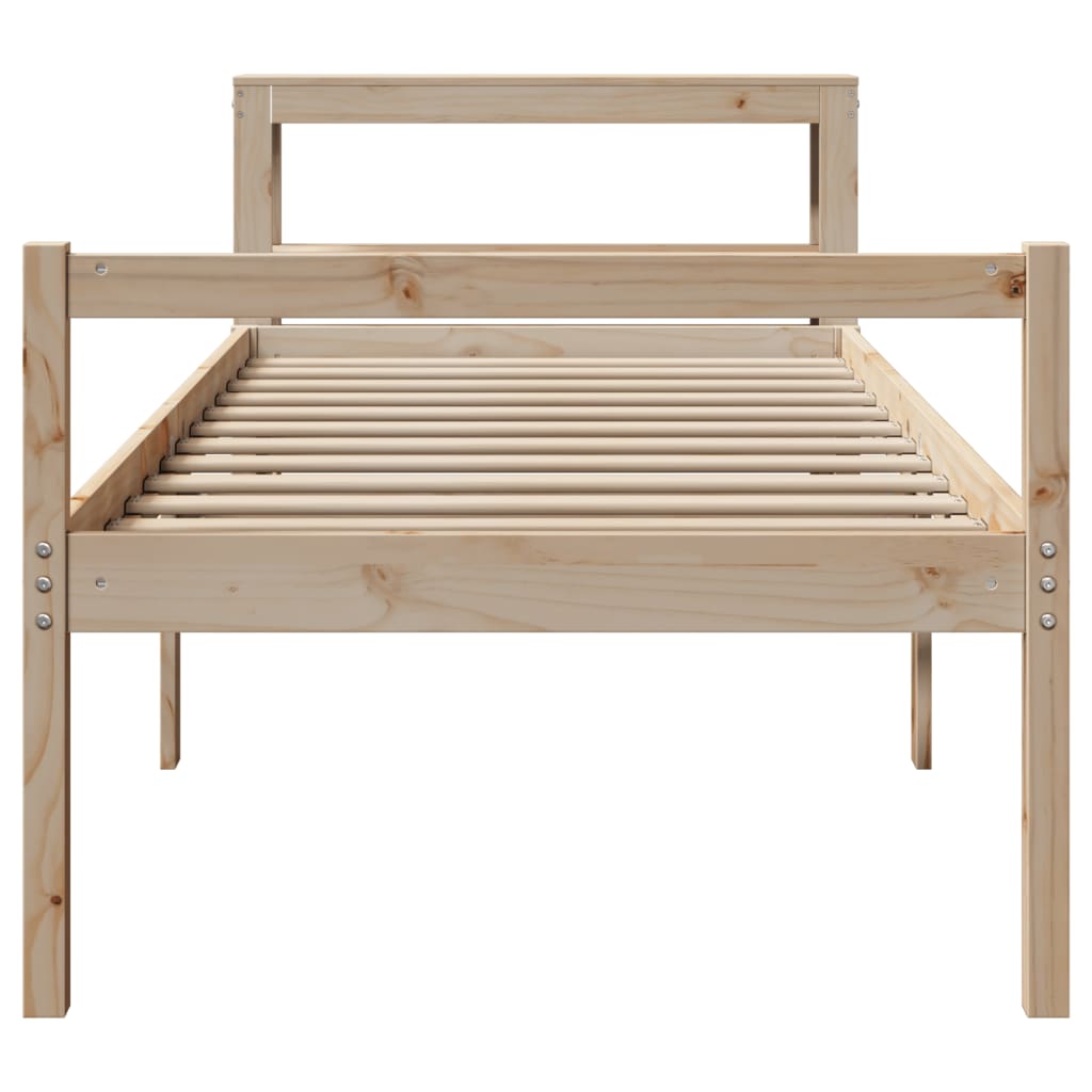 Seniorenbed Met Hoofdbord Massief Grenenhout 75 x 190 cm Naturel