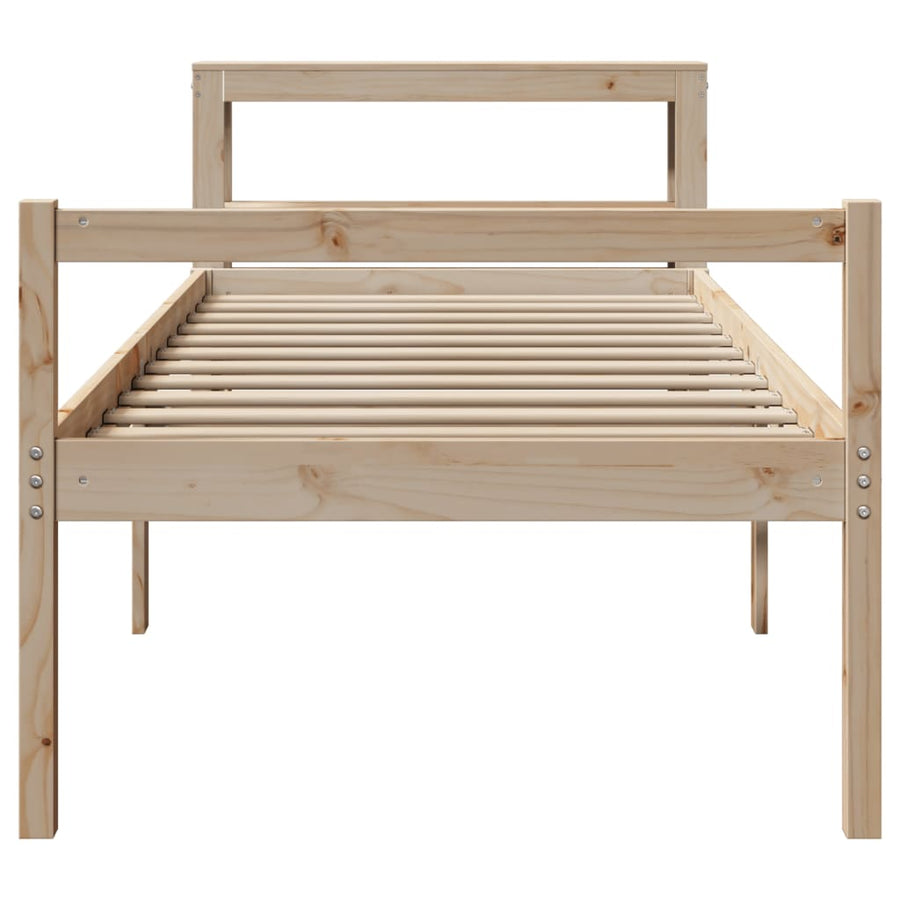 Seniorenbed Met Hoofdbord Massief Grenenhout 75 x 190 cm Naturel