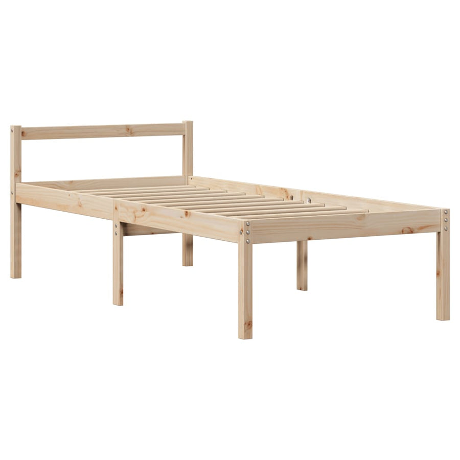 Seniorenbed Met Hoofdbord Massief Grenenhout 75 x 190 cm Naturel