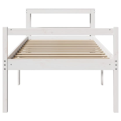 Seniorenbed Met Hoofdbord Massief Grenenhout 75 x 190 cm Wit