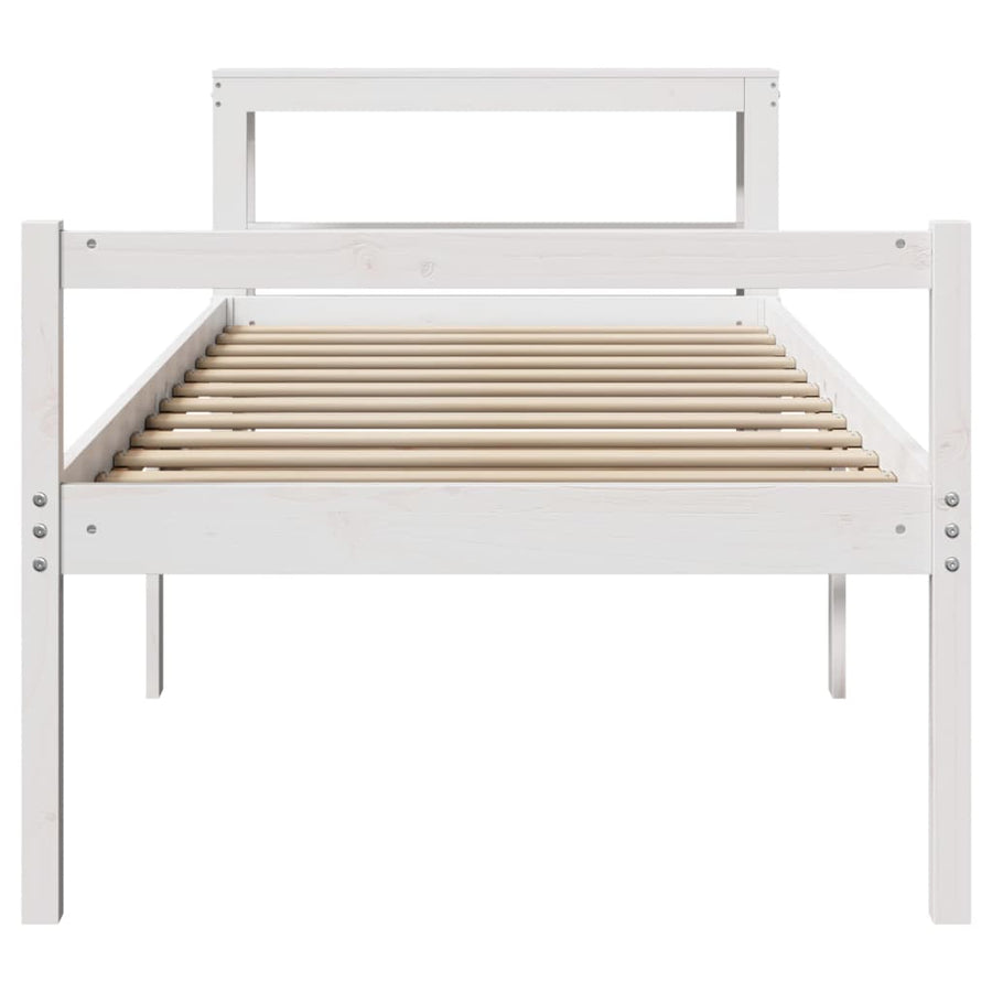 Seniorenbed Met Hoofdbord Massief Grenenhout 75 x 190 cm Wit