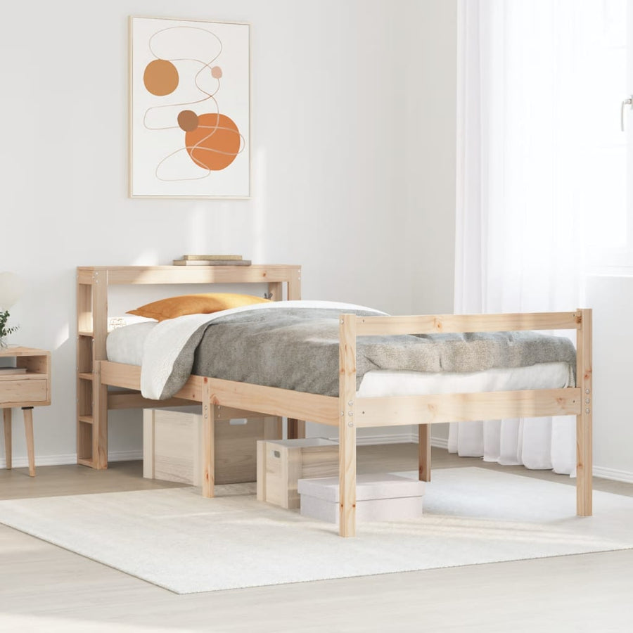 Seniorenbed met hoofdbord massief grenenhout 90x190 cm
