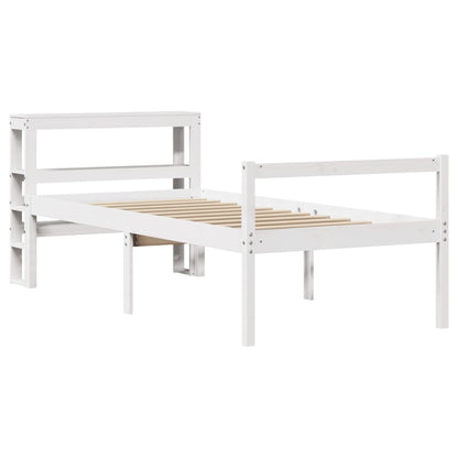 Seniorenbed Met Hoofdbord Massief Grenenhout Wit 90X190 Cm