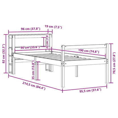Seniorenbed Met Hoofdbord Massief Grenenhout Wit 90X190 Cm