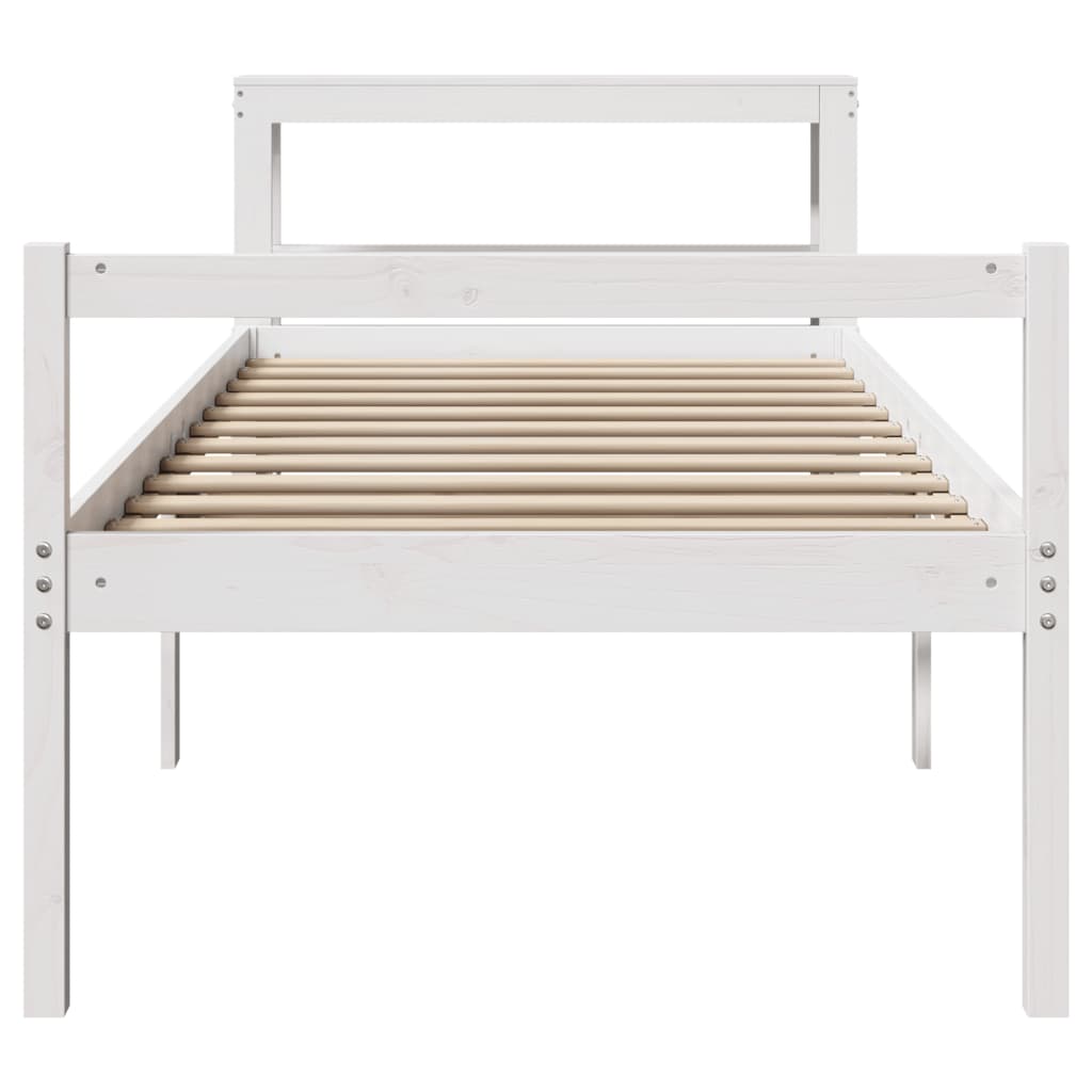 Seniorenbed Met Hoofdbord Massief Grenenhout Wit 90X190 Cm