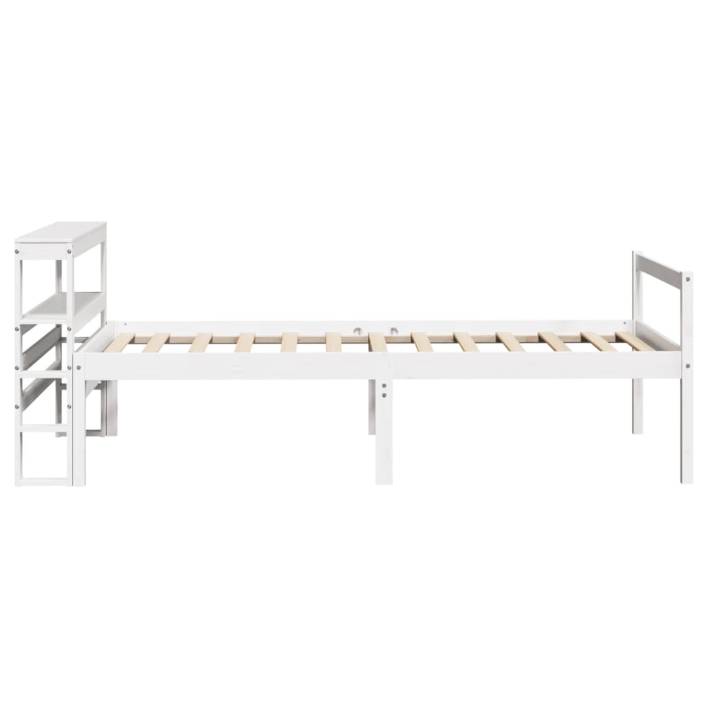 Seniorenbed Met Hoofdbord Massief Grenenhout Wit 90X190 Cm