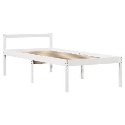 Seniorenbed Met Hoofdbord Massief Grenenhout Wit 90X190 Cm