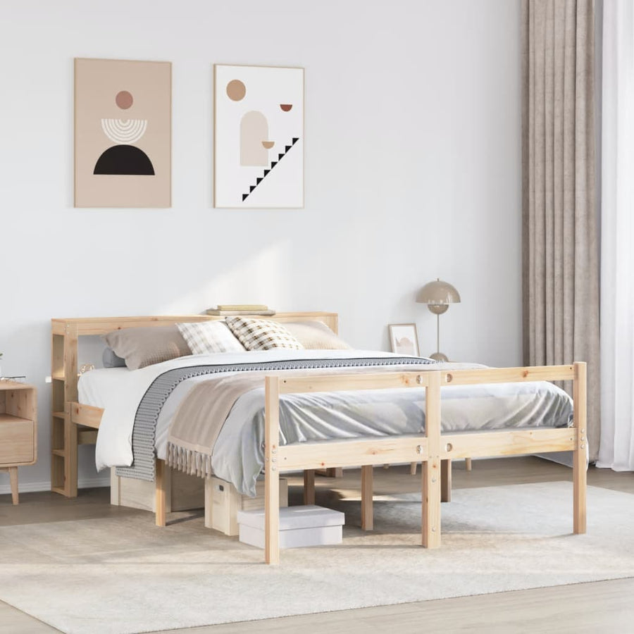 Seniorenbed met hoofdbord massief grenenhout 120x190 cm