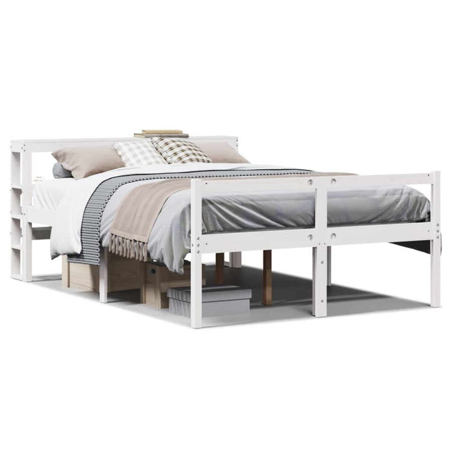 Seniorenbed Met Hoofdbord Massief Grenenhout 120 x 190 cm Wit