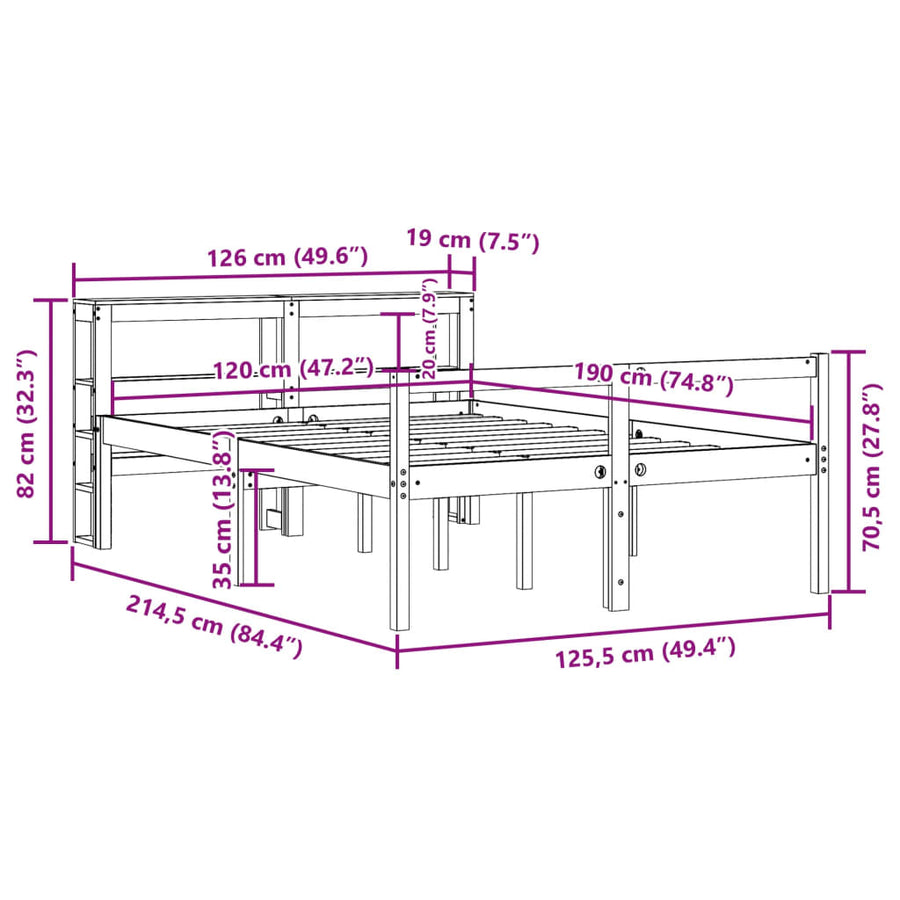 Seniorenbed Met Hoofdbord Massief Grenenhout 120 x 190 cm Wit