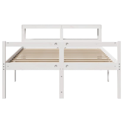 Seniorenbed Met Hoofdbord Massief Grenenhout 120 x 190 cm Wit