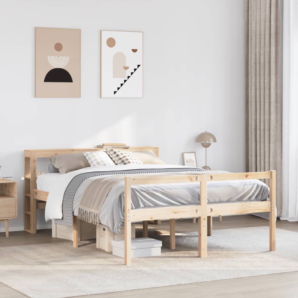Seniorenbed met hoofdbord massief grenenhout 140x190 cm