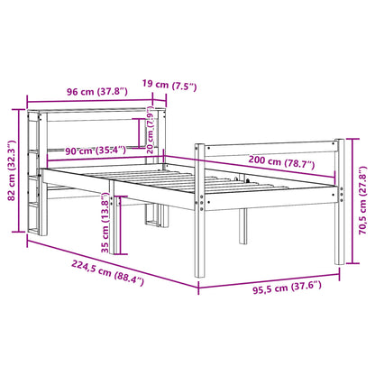 Seniorenbed met hoofdbord massief grenenhout 90x200 cm