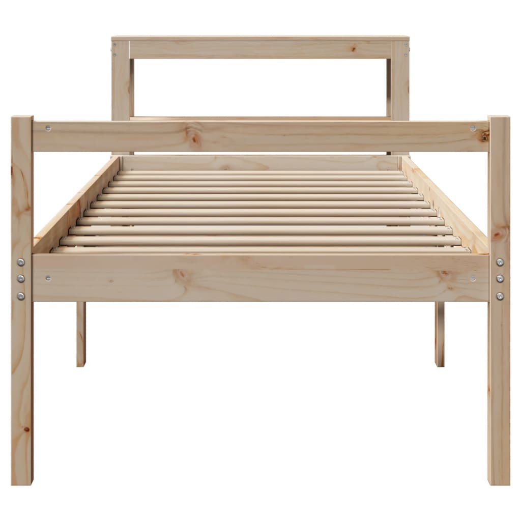 Seniorenbed met hoofdbord massief grenenhout 90x200 cm