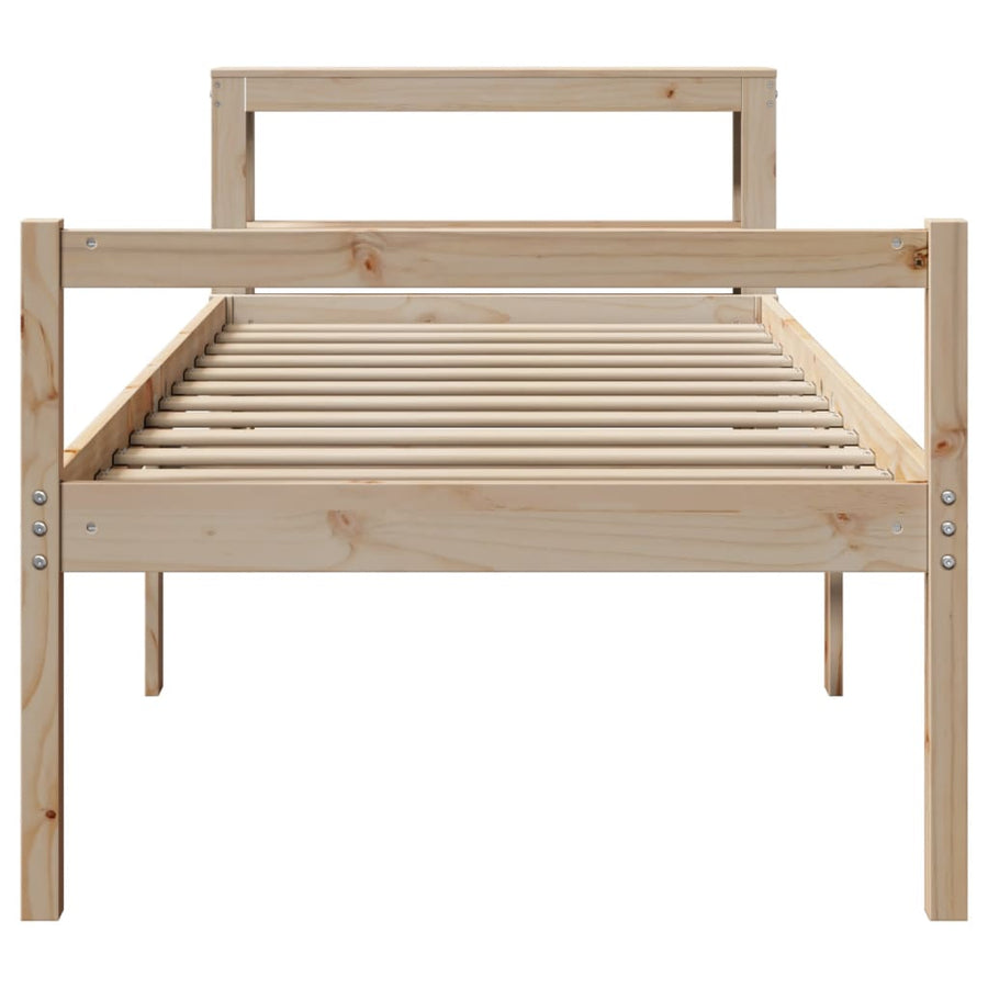 Seniorenbed met hoofdbord massief grenenhout 90x200 cm